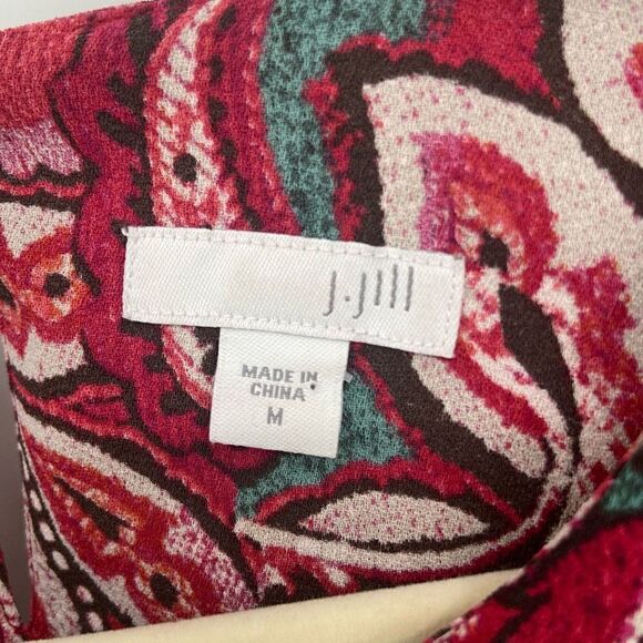 J. Jill Layered Paisley Long Sleeves Tunic Red Medium - Picture 3 of 11